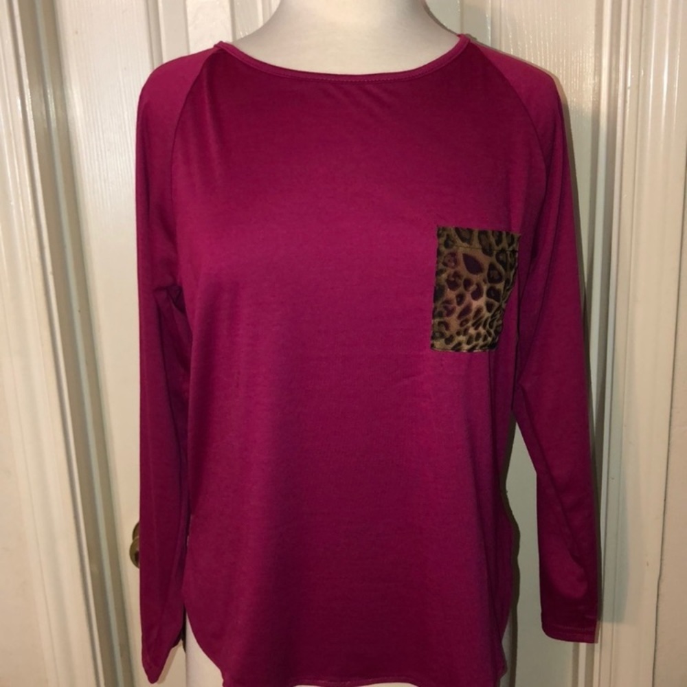 Leopard Cheetah Burgundy Hi-Lo Top